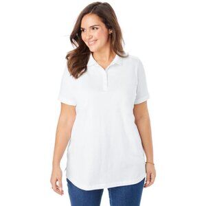 Woman Within White Polo Shirt | Plus Size 1X